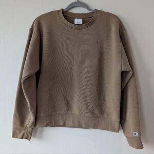 Champion Women's Brown Crewneck Sweater Thick Fabric Stretch Size M